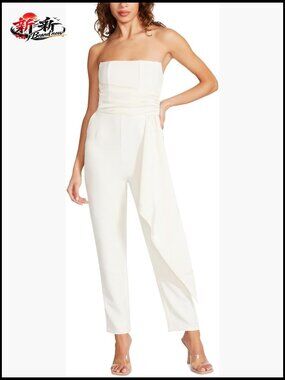 Strapless Crepe Satin Jumpsuit with Corset Boning Detail